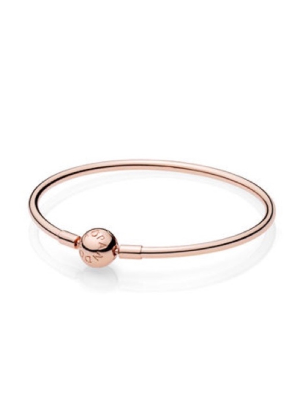Pandora 14k Rose Gold Plated Bangle Bracelet with 2 Charm Spacers Stoppers